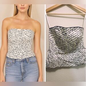 WHBM White House black market sexy Script Tube Top blouse